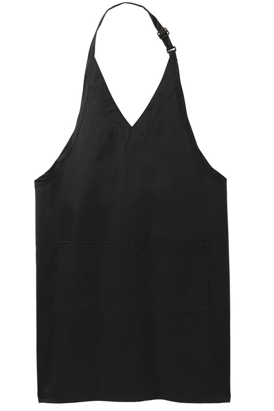Front View of Black Port Authority Easy Care Tuxedo Apron with Stain Release. A704