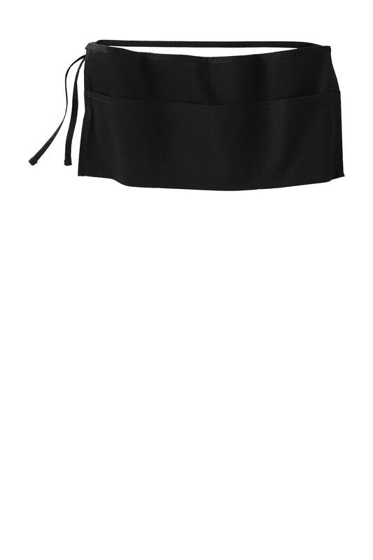 Front View of Black Port Authority Easy Care Waist Apron with Stain Release. A702