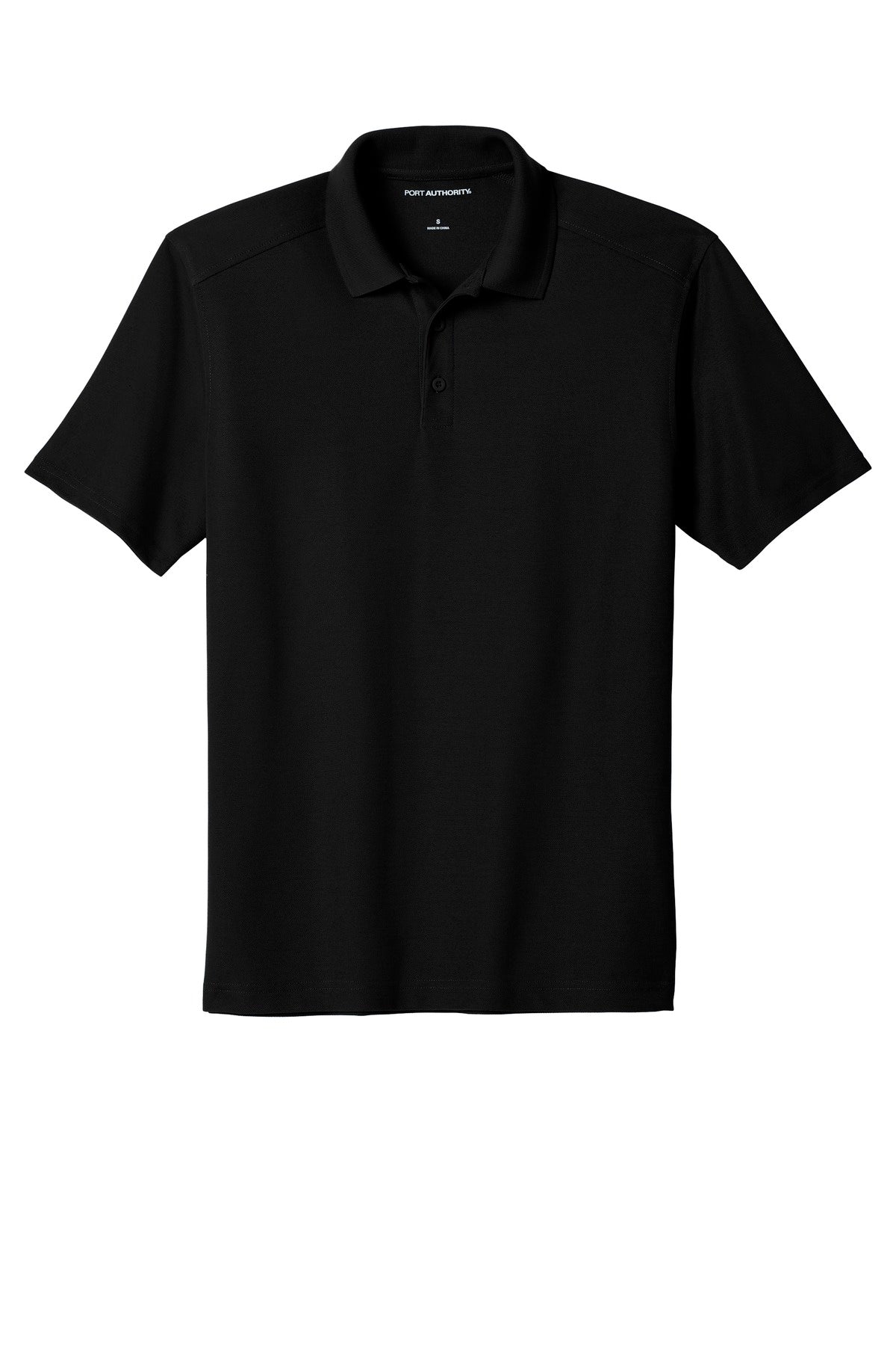 Front View of Black Port Authority EZPerformance Pique Polo. K600
