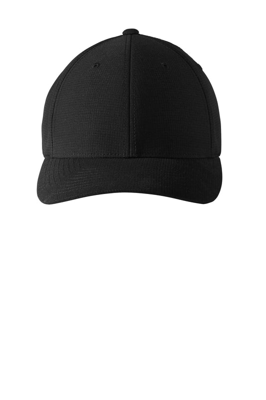 Front View of Black Port Authority Flexfit 110 Performance Snapback Cap C301