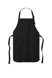 Front View of Black Port Authority Full-Length Two-Pocket Bib Apron. A600