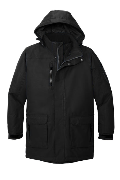 Front View of Black Port Authority Heavyweight Parka. J799