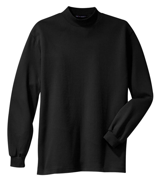 Front View of Black Port Authority Interlock Knit Mock Turtleneck. K321