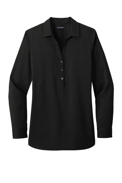 Front View of Black Port Authority Ladies City Stretch Tunic LW680