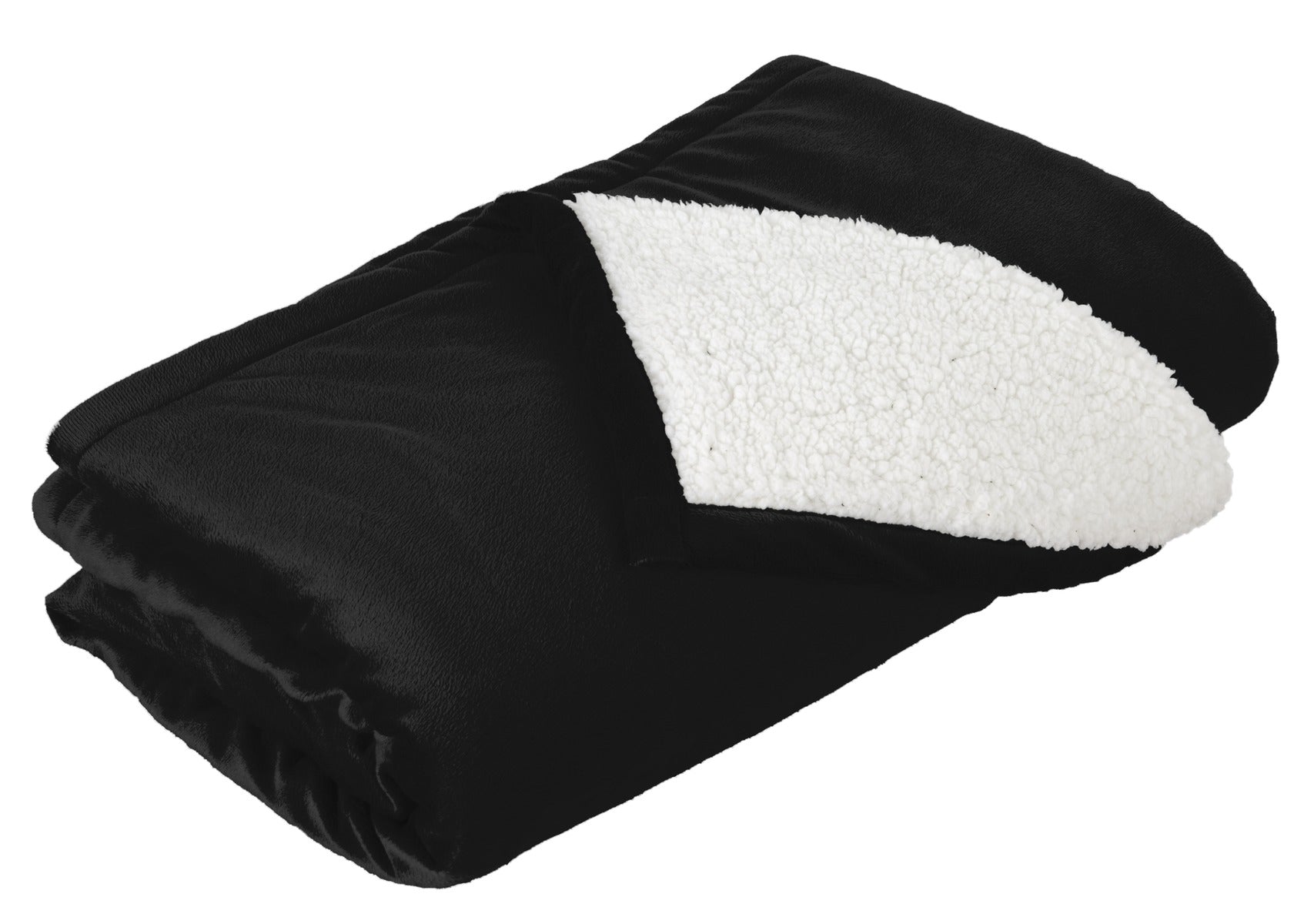 Front View of Black Port Authority Mountain Lodge Blanket. BP40
