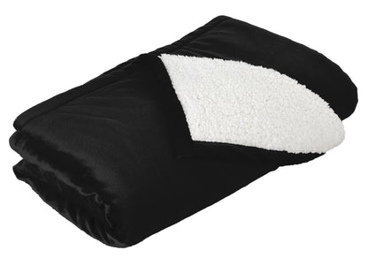 Front View of Black Port Authority Mountain Lodge Blanket. BP40