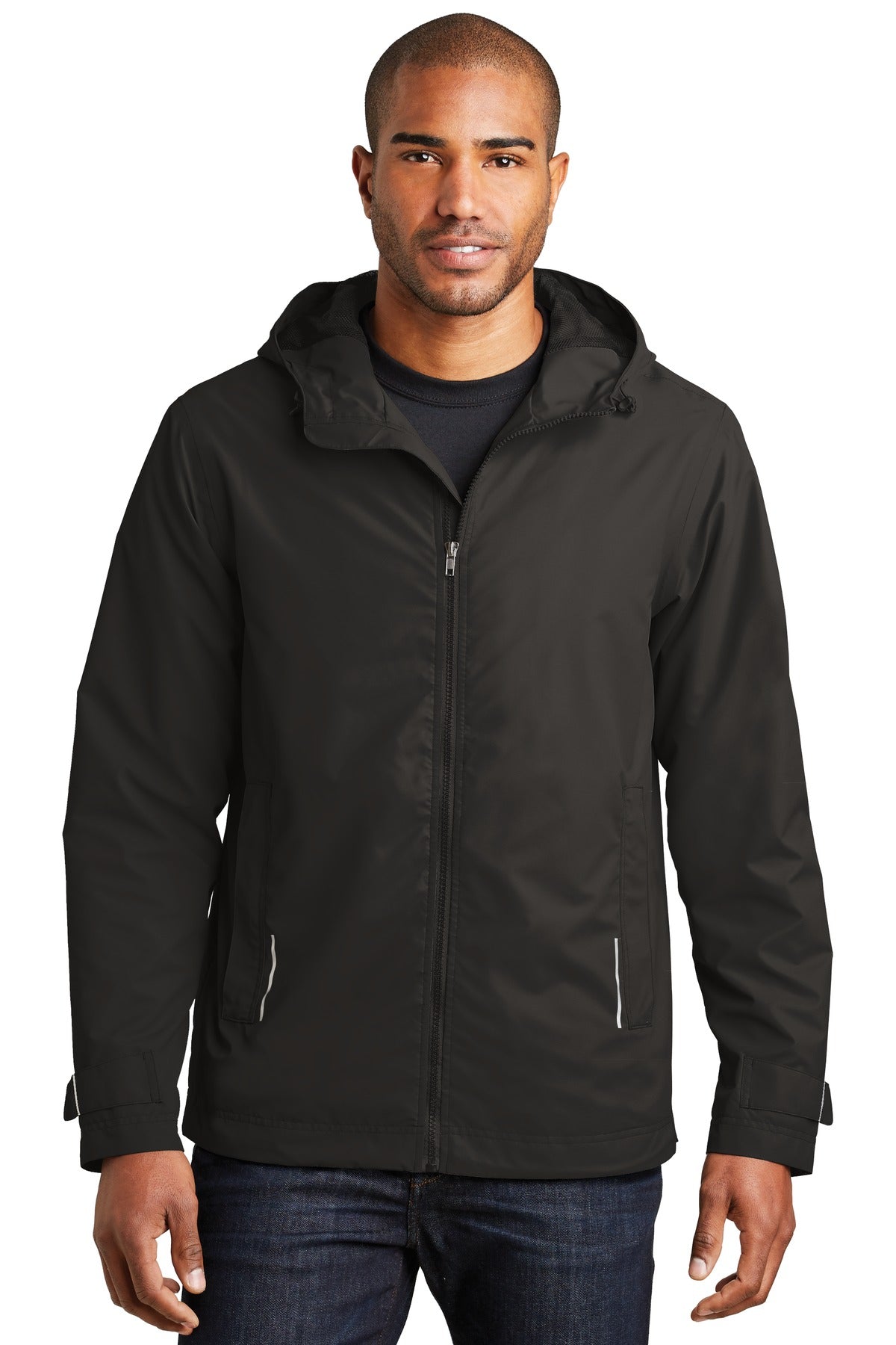 Front View of Black Port Authority Northwest Slicker. J7710