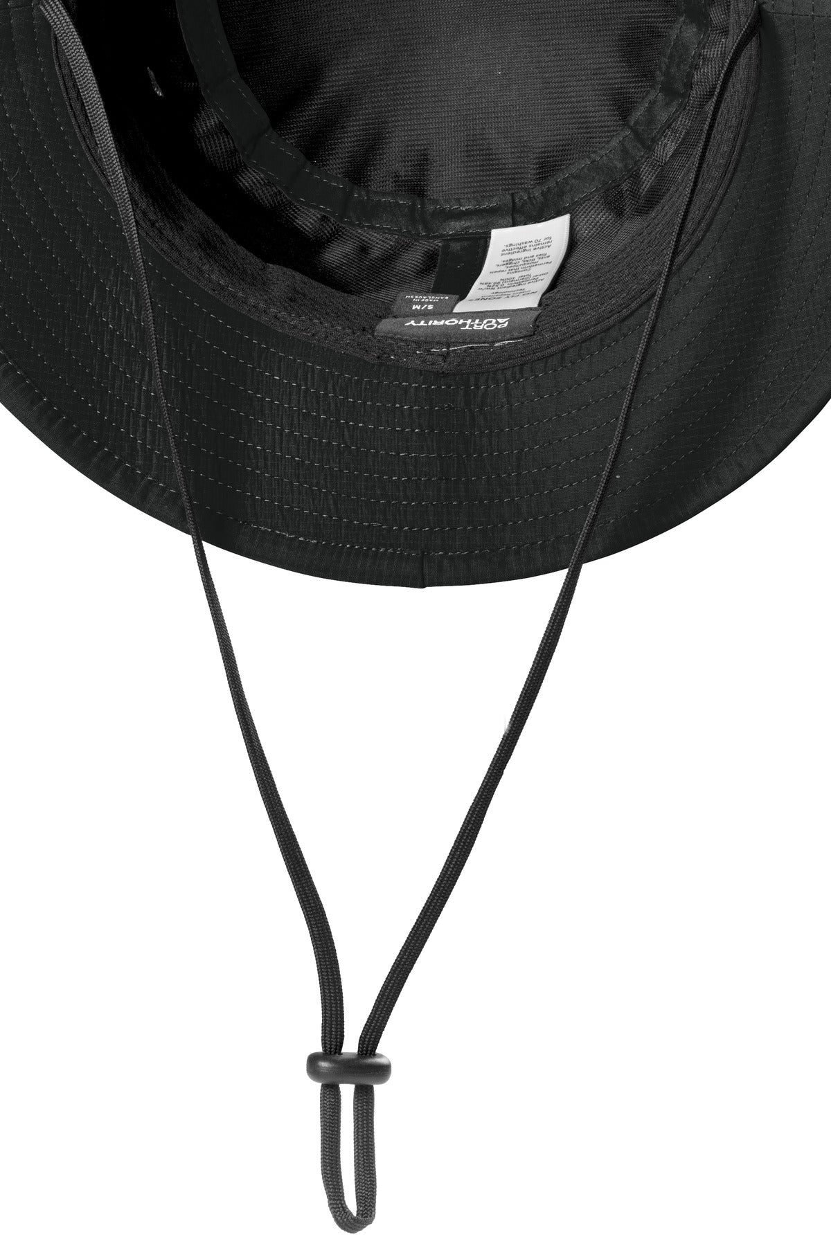 Front View of Black Port Authority Outdoor UV Bucket Hat C948