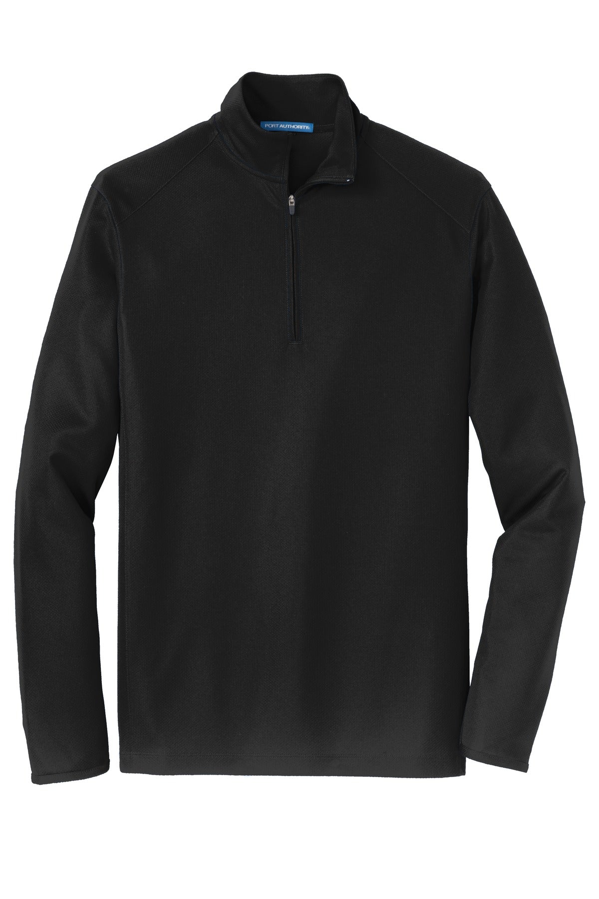 Front View of Black Port Authority Pinpoint Mesh 1/2-Zip. K806