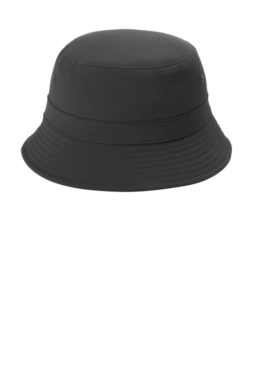 Front View of Black Port Authority Poly Bucket Hat C980