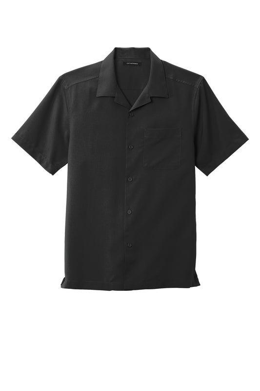 Front View of Black Port Authority Short Sleeve Performance Staff Shirt W400