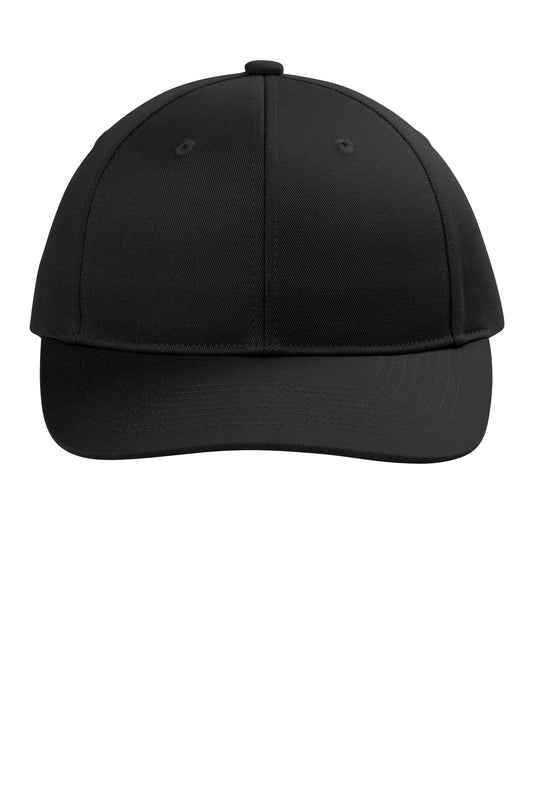 Front View of Black Port Authority Snapback Cap C118