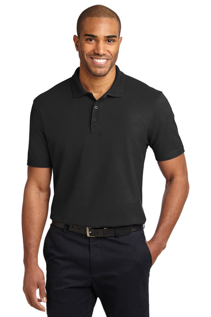 Front View of Black Port Authority Stain-Release Polo. K510