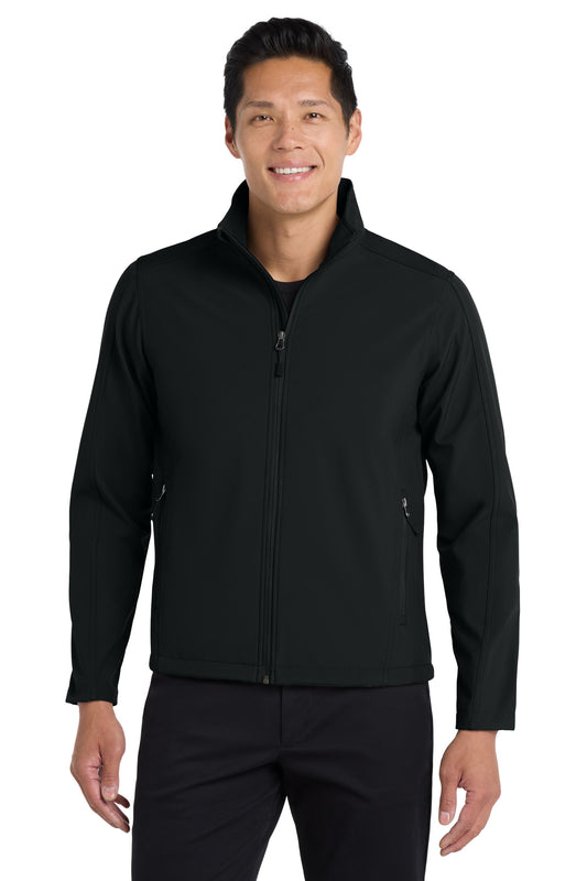 Front View of Black Port Authority Tall Core Soft Shell Jacket. TLJ317