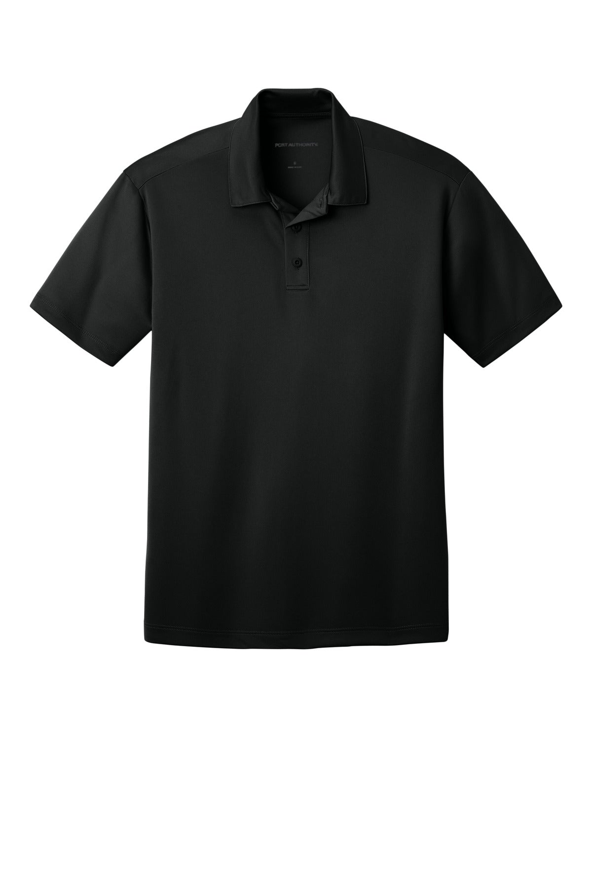Front View of Black Port Authority Tall Silk Touch Performance Polo. TLK540