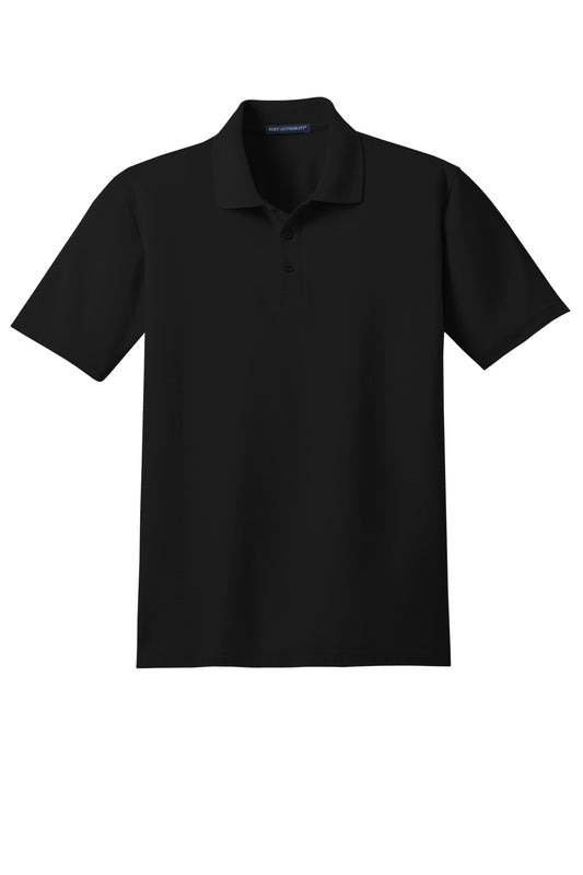 Front View of Black Port Authority Tall Stain-Release Polo. TLK510
