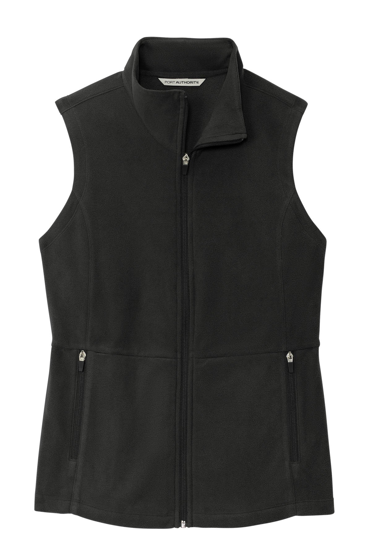 Front View of Black Port Authority Women's Accord Microfleece Vest L152