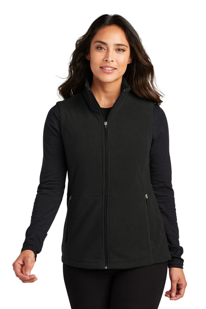 Front View of Black Port Authority Women's Accord Microfleece Vest L152