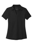 Front View of Black Port Authority Women's C-FREE Cotton Blend Pique Polo LK867