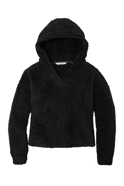 Front View of Black Port Authority Women's Cozy Fleece Hoodie. L132