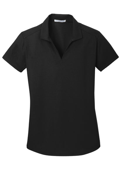 Front View of Black Port Authority Women's Dry Zone Grid Polo. L572
