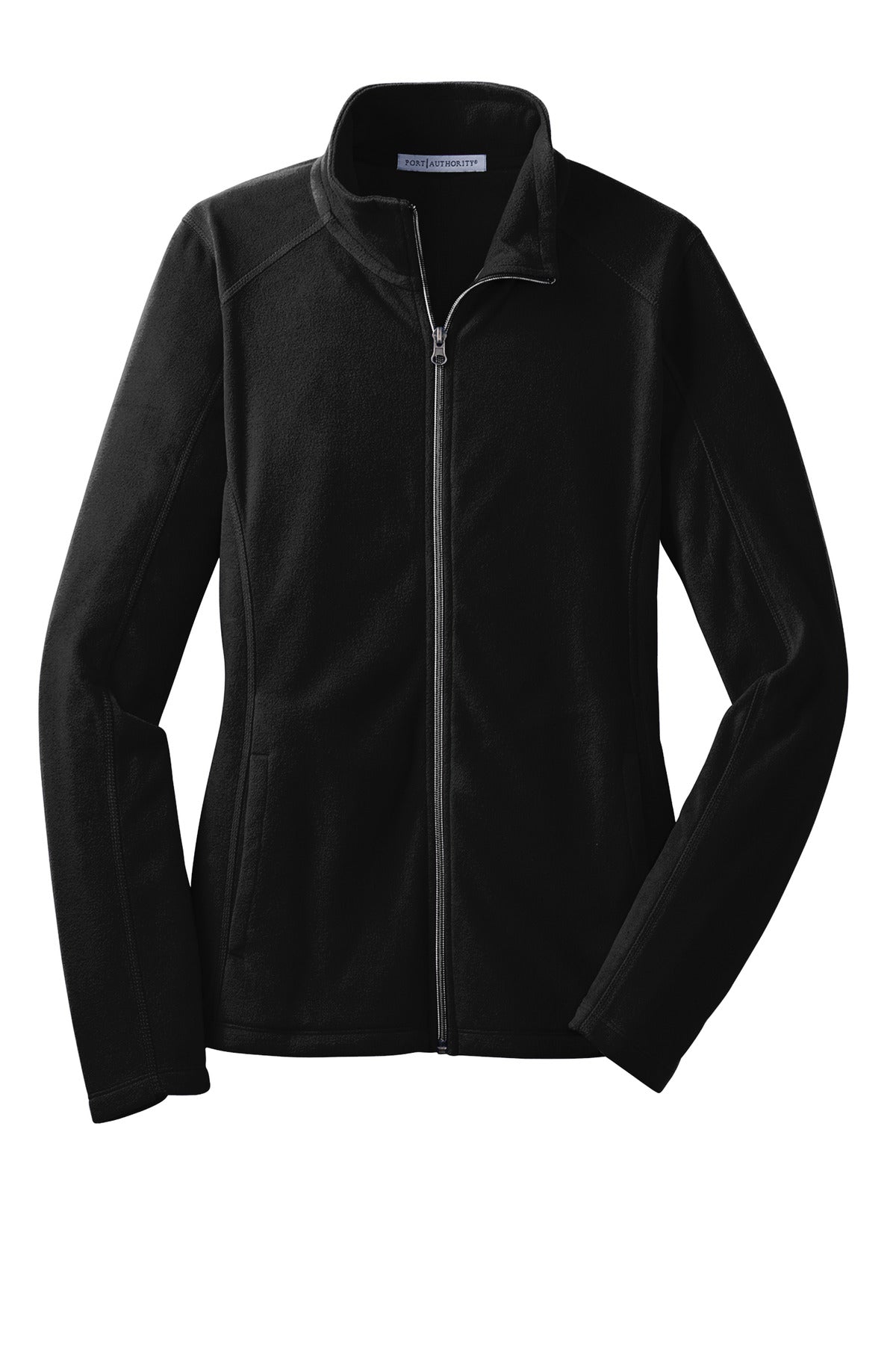 Front View of Black Port Authority Women's Microfleece Jacket. L223