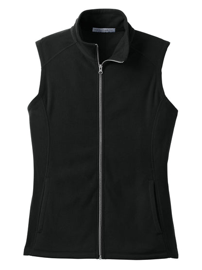 Front View of Black Port Authority Women's Microfleece Vest. L226