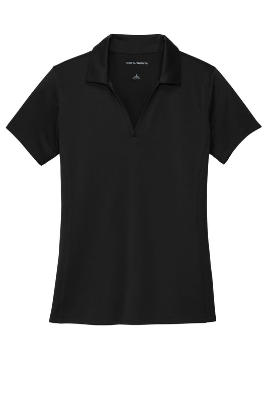 Front View of Black Port Authority Women's Performance Staff Polo LK398