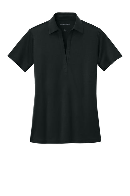 Front View of Black Port Authority Women's Silk Touch Performance Polo. L540