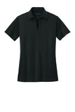 Front View of Black Port Authority Women's Silk Touch Performance Polo. L540