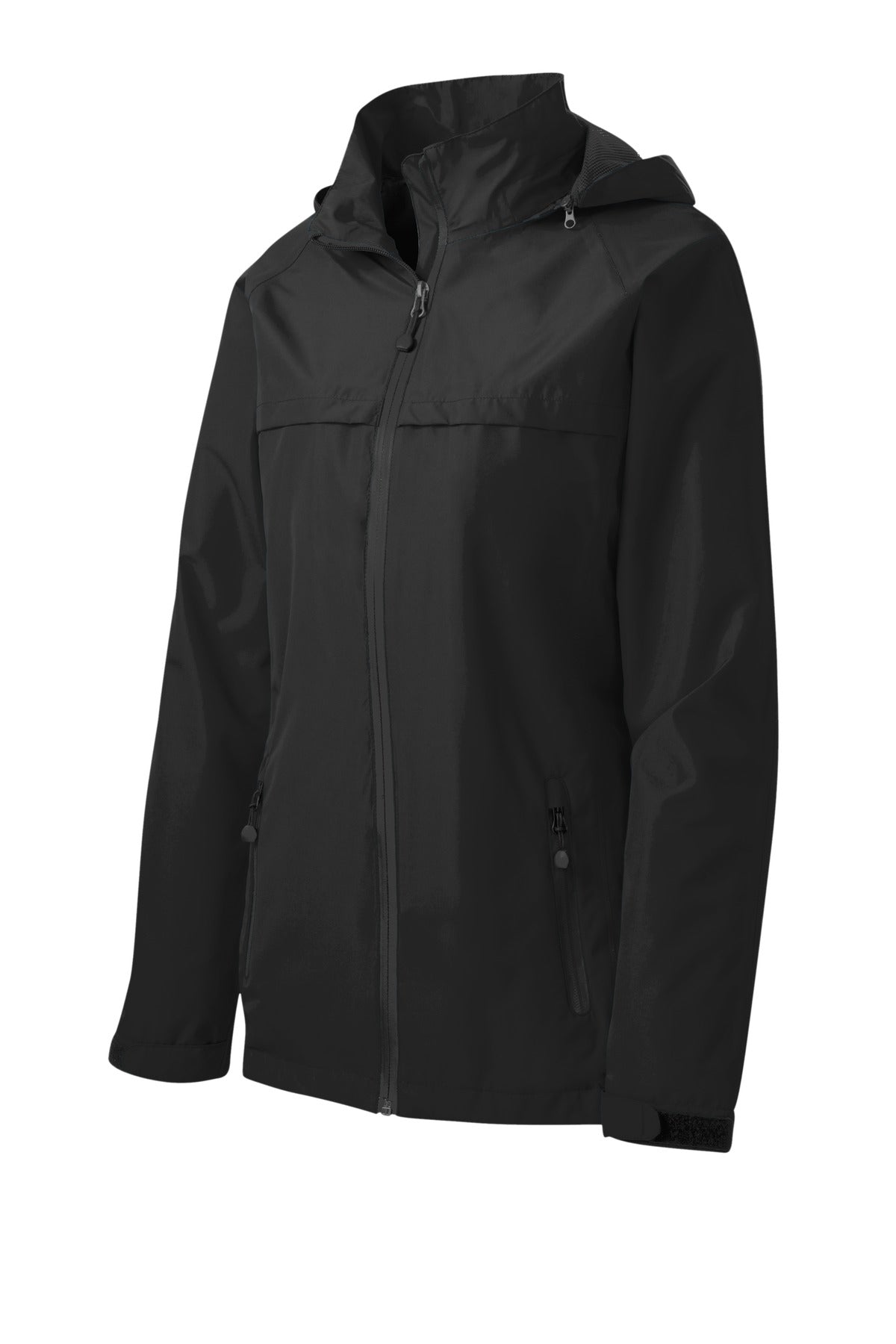 Front View of Black Port Authority Women's Torrent Waterproof Jacket. L333