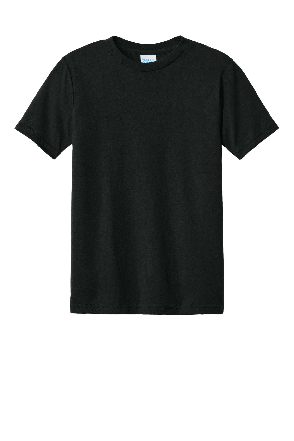 Front View of Black Port & Company Youth CVC Tee PC340Y
