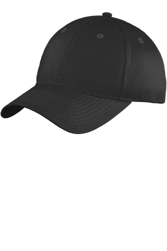 Front View of Black Port & Company Youth Six-Panel Unstructured Twill Cap. YC914