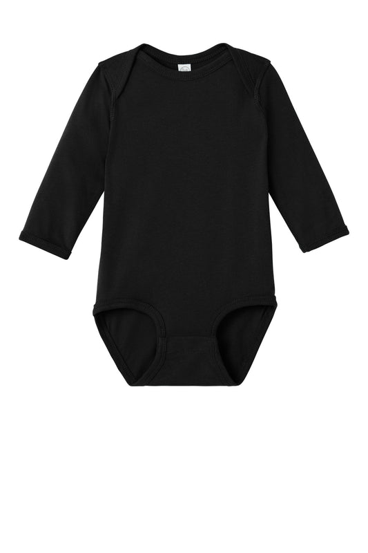 Front View of Black Rabbit Skins Infant Long Sleeve Jersey Bodysuit RS4421