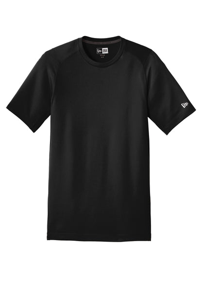 Front View of Black Solid New Era Series Performance Crew Tee. NEA200