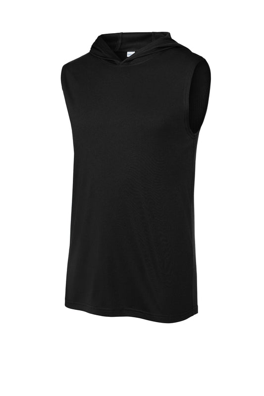 Front View of Black Sport-Tek Competitor Sleeveless Hoodie ST352H