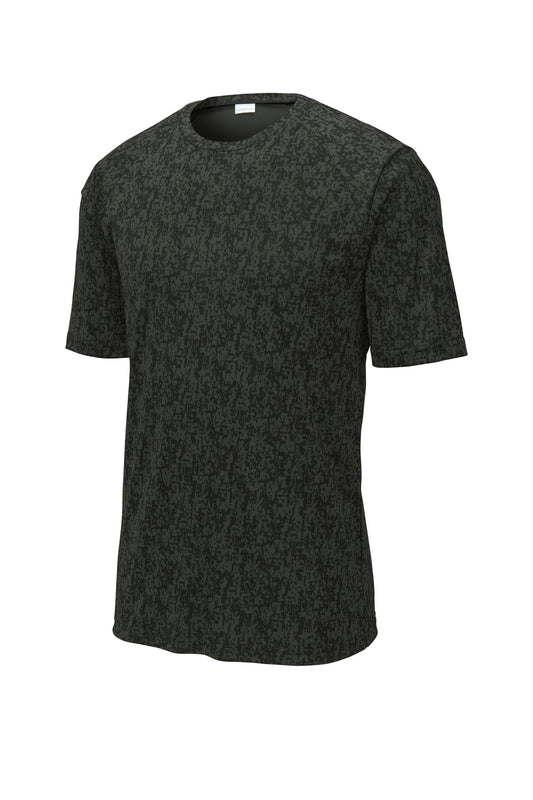 Front View of Black Sport-Tek Digi Camo Tee. ST460