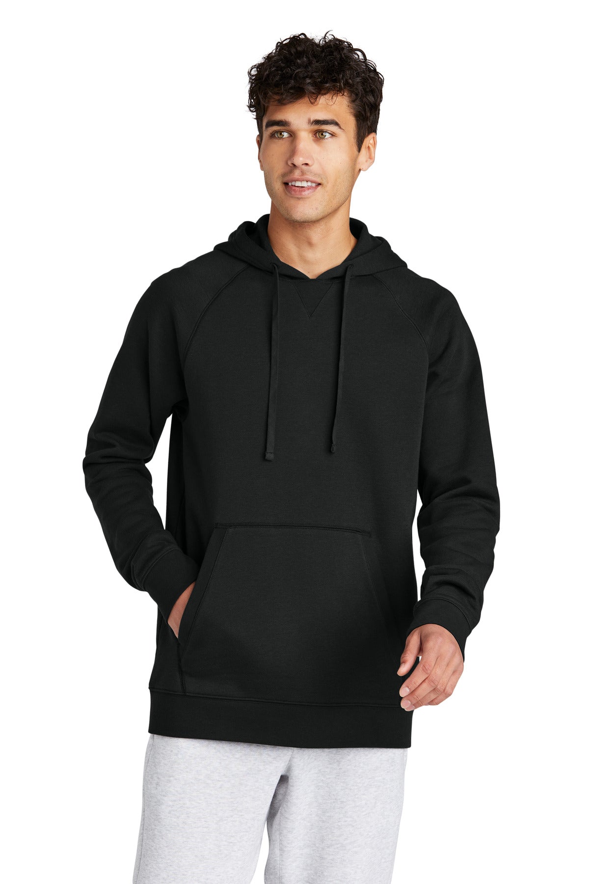 Front View of Black Sport-Tek Drive Fleece Pullover Hoodie STF200
