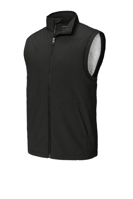 Front View of Black Sport-Tek Insulated Vest JST57