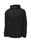 Front View of Black Sport-Tek Packable Anorak. JST66
