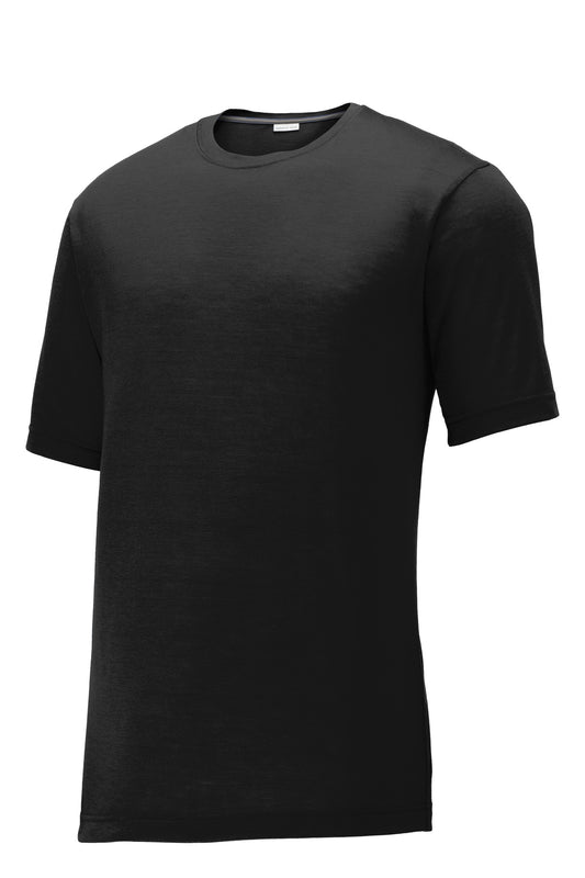 Front View of Black Sport-Tek PosiCharge Competitor Cotton Touch Tee. ST450