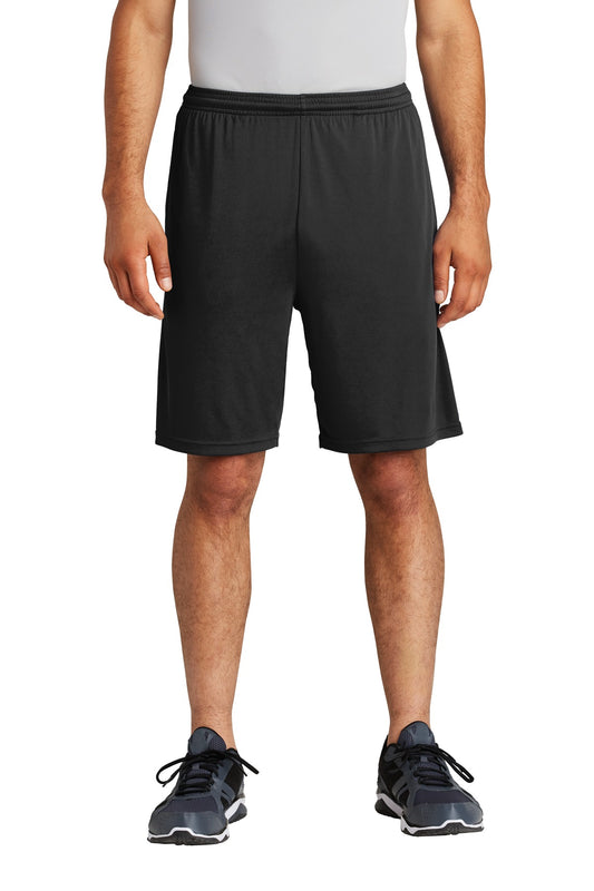 Front View of Black Sport-Tek PosiCharge Competitor Pocketed Short. ST355P