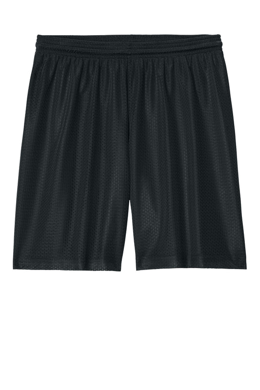 Front View of Black Sport-Tek PosiCharge Mesh 7" Short ST5100