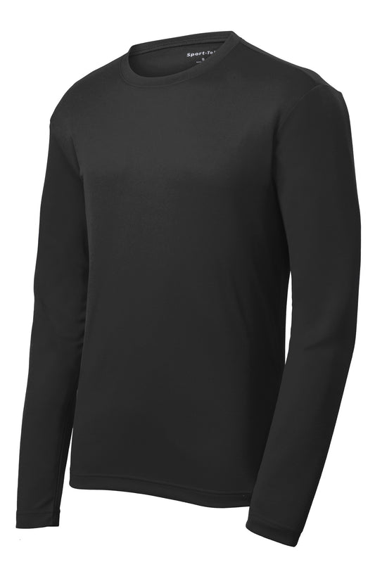 Front View of Black Sport-Tek PosiCharge RacerMesh Long Sleeve Tee. ST340LS