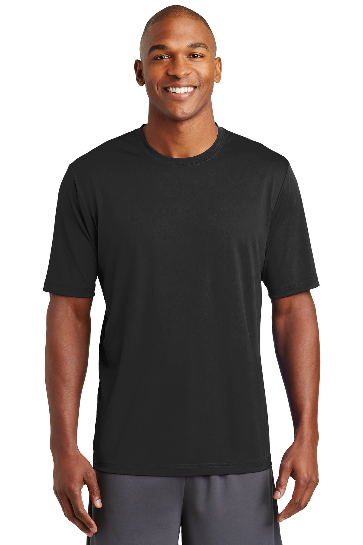 Front View of Black Sport-Tek PosiCharge Tough Tee . ST320