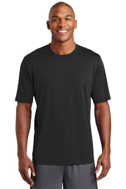 Front View of Black Sport-Tek PosiCharge Tough Tee . ST320