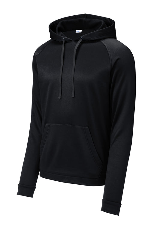 Front View of Black Sport-Tek Re-Compete Fleece Pullover Hoodie ST730