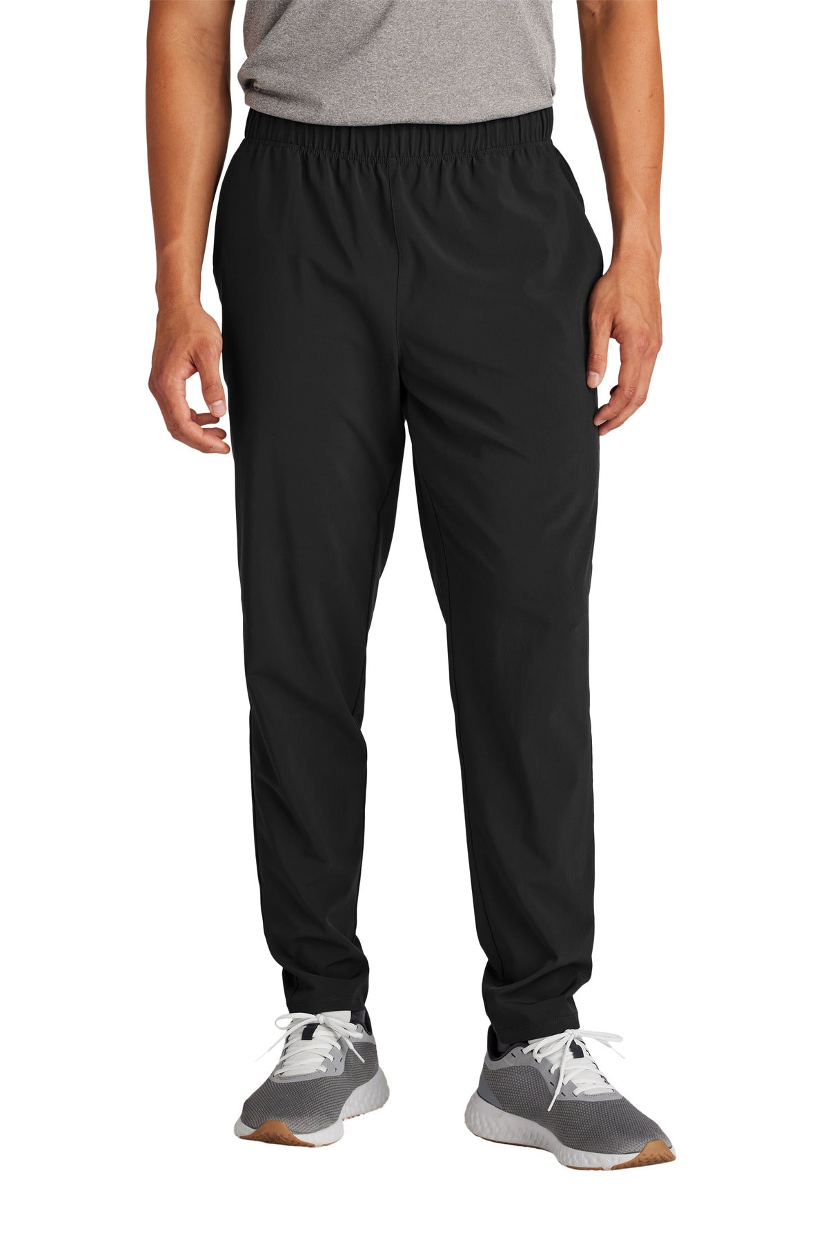 Front View of Black Sport-Tek Repeat Pant PST485