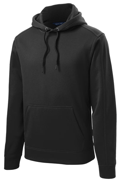Front View of Black Sport-Tek Repel Fleece Hooded Pullover. ST290