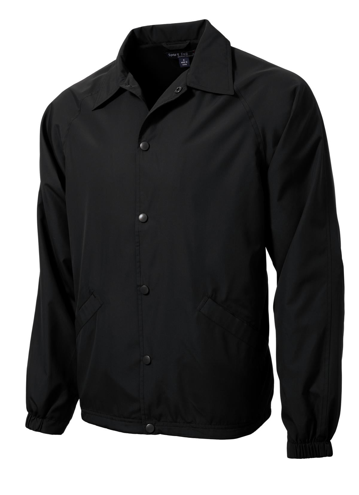 Front View of Black Sport-Tek Sideline Jacket. JST71